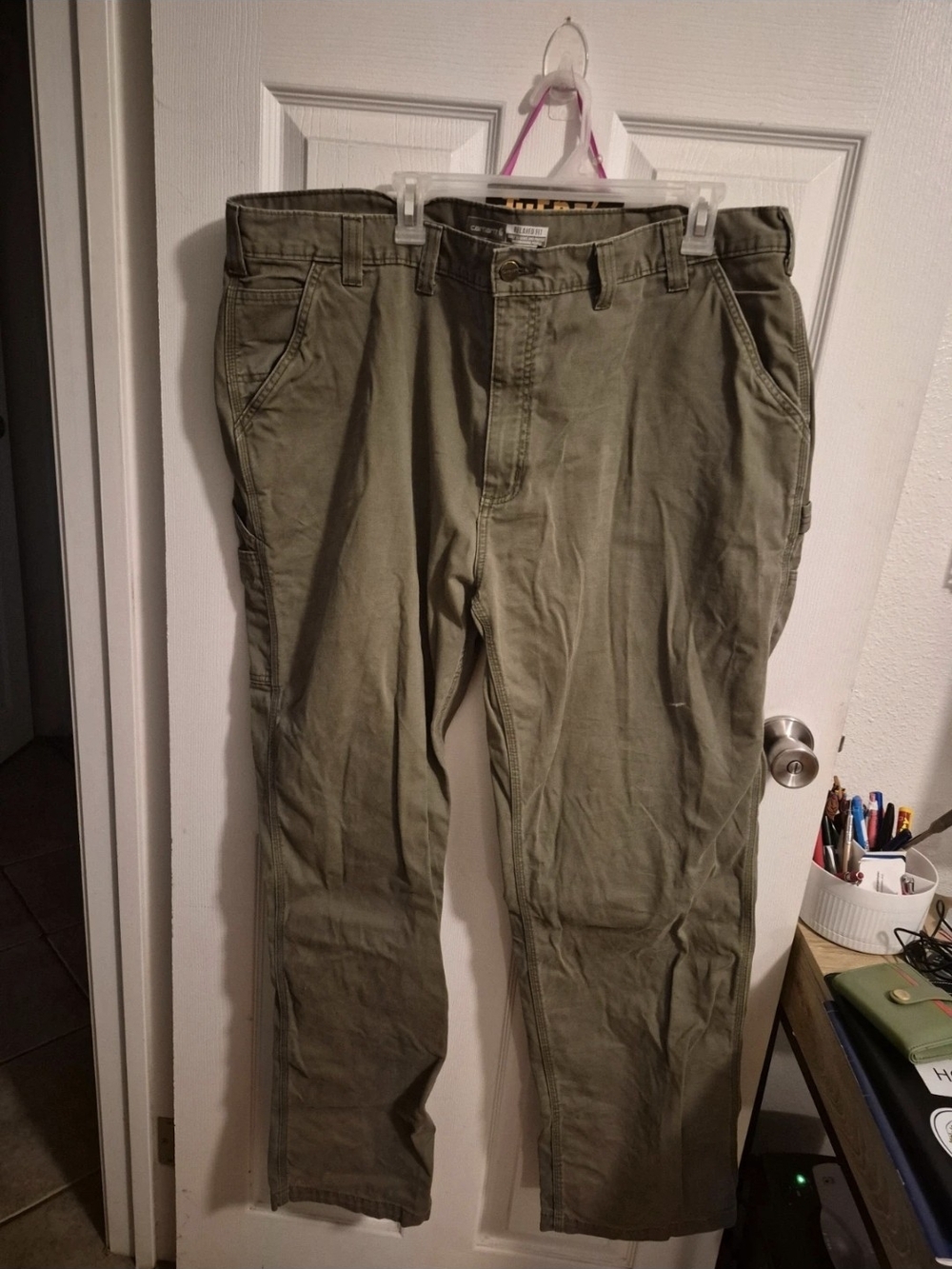 Carhartt Relaxed Fit Olive Work Jeans